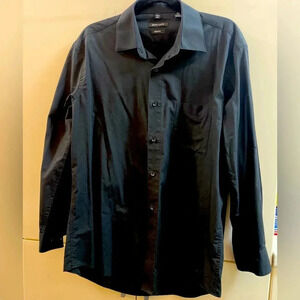 Pierre Cardin Dress Shirt Mens Size L 16-16.5 32/33 Black Button Up Long Sleeve